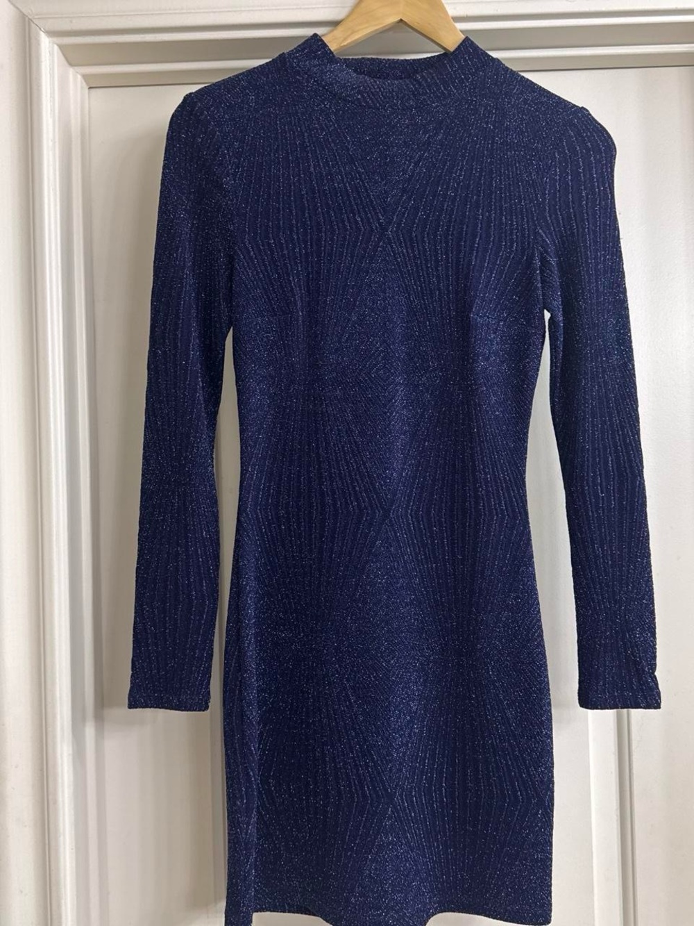 Xtraordinary Navy Long-Sleeve Glitter Knit Dress